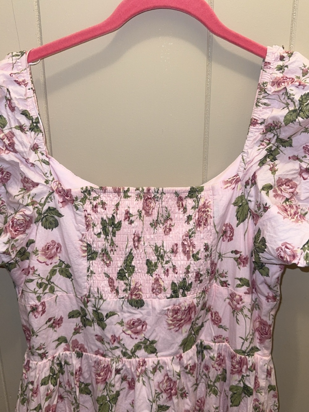 TCEC Pink Floral Midi Dress with Green Leaf Print - Picture 5 of 5